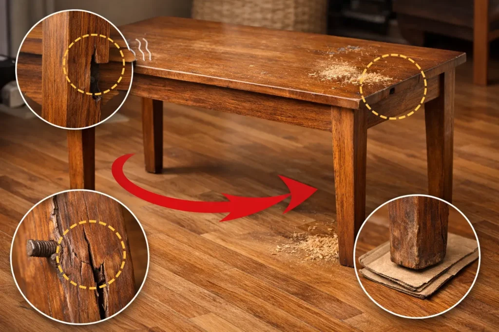 תיקון רהיט עץ מתנדנד